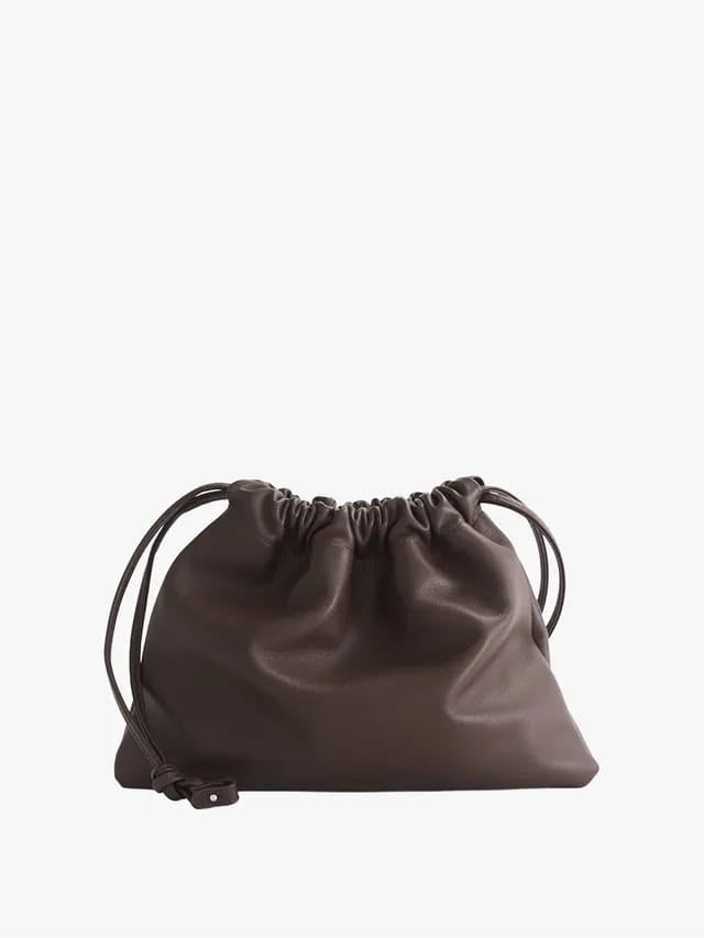 Soft Leather Drawstring Bag